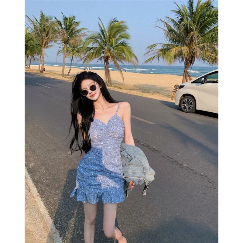 [NEW] Váy 2 dây hoa nhí nhúm eo siêu xinh sẵn hàng | BigBuy360 - bigbuy360.vn