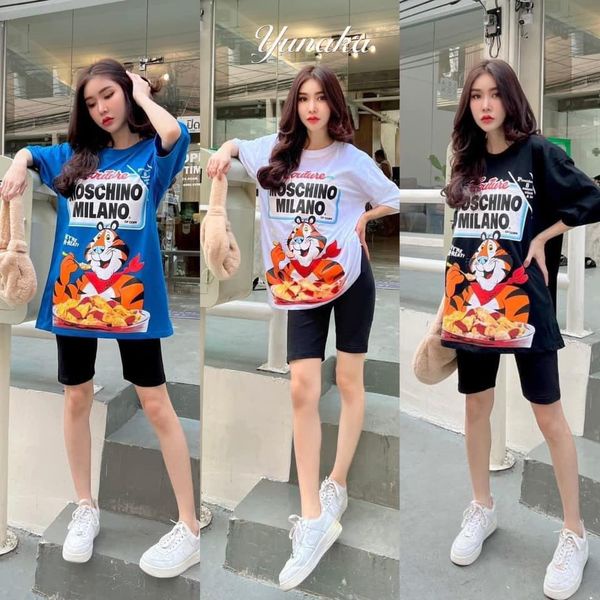 Áo thun ngố Moschino Milano Hình con cọp dể thương
