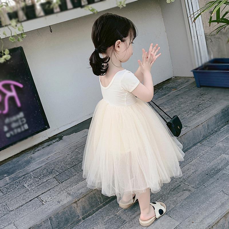 Đầm Tay Ngắn Cổ Tròn Cho Bé Gái 2-7 Tuổi