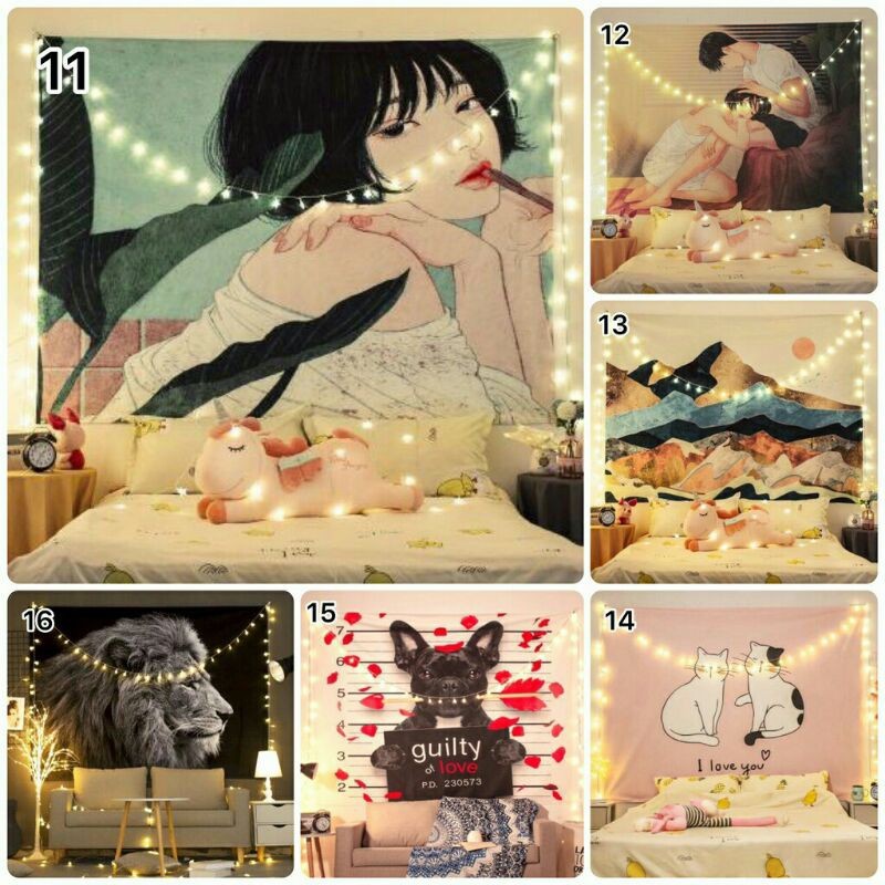 Tấm Thảm Treo Tường, Decor phòng ngủ, livetream bán hàng,vintage size 150x130cm