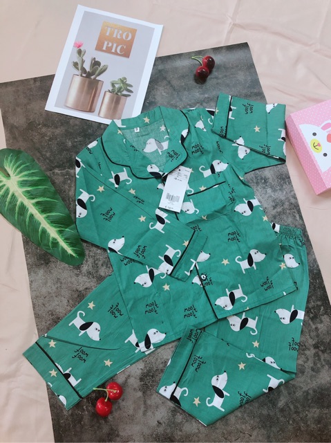 Bộ Quần Áo Pijama Dài Tay Thu Đông Cho Bé Chất Thô Lụa