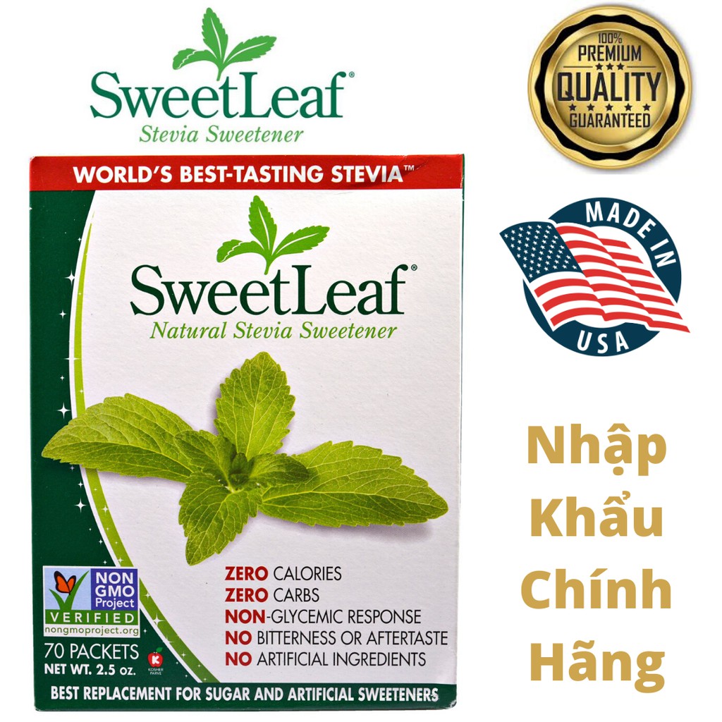 Đường ăn kiêng cỏ ngọt Sweetleaf Stevia cho người tiểu đường, ăn kiêng, keto, das, low carb | 0 Calories  nhập khẩu Mỹ