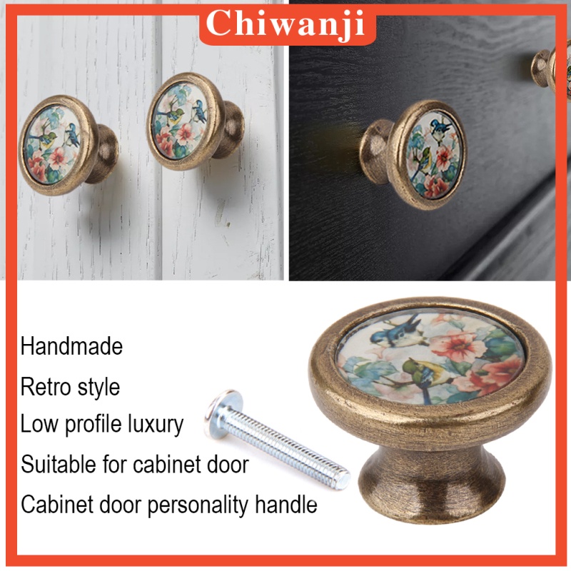 Bộ 8 Tay Nắm Cửa Tủ Bằng Đồng Thau Hình Chim Hoa Cổ Điển