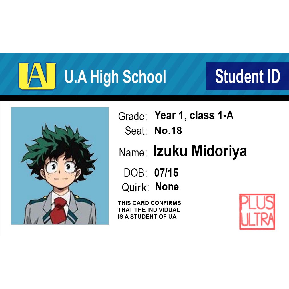 THẺ HỌC VIỆN SIÊU ANH HÙNG HERO ACADEMIA HANDMADE