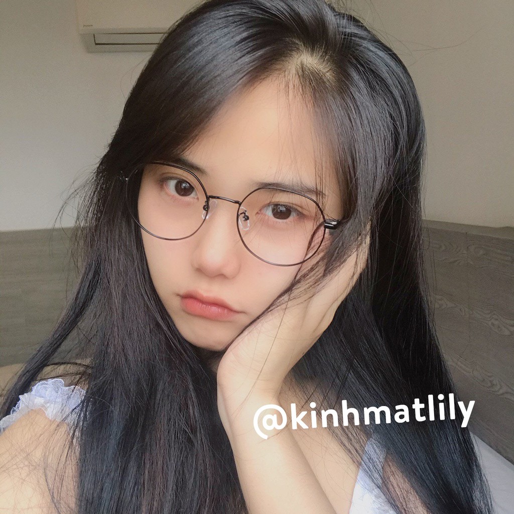 Gọng kính cận Lilyeyewear chất liệu kim loại mắt tròn phụ kiện thời trang nữ - 2895