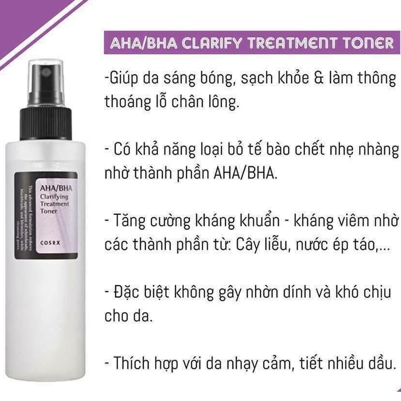 Nước Hoa Hồng Tẩy Tế Bào Chết Hoá Học (AHA + BHA) COSRX Clarifying Treatment Toner - 150ml