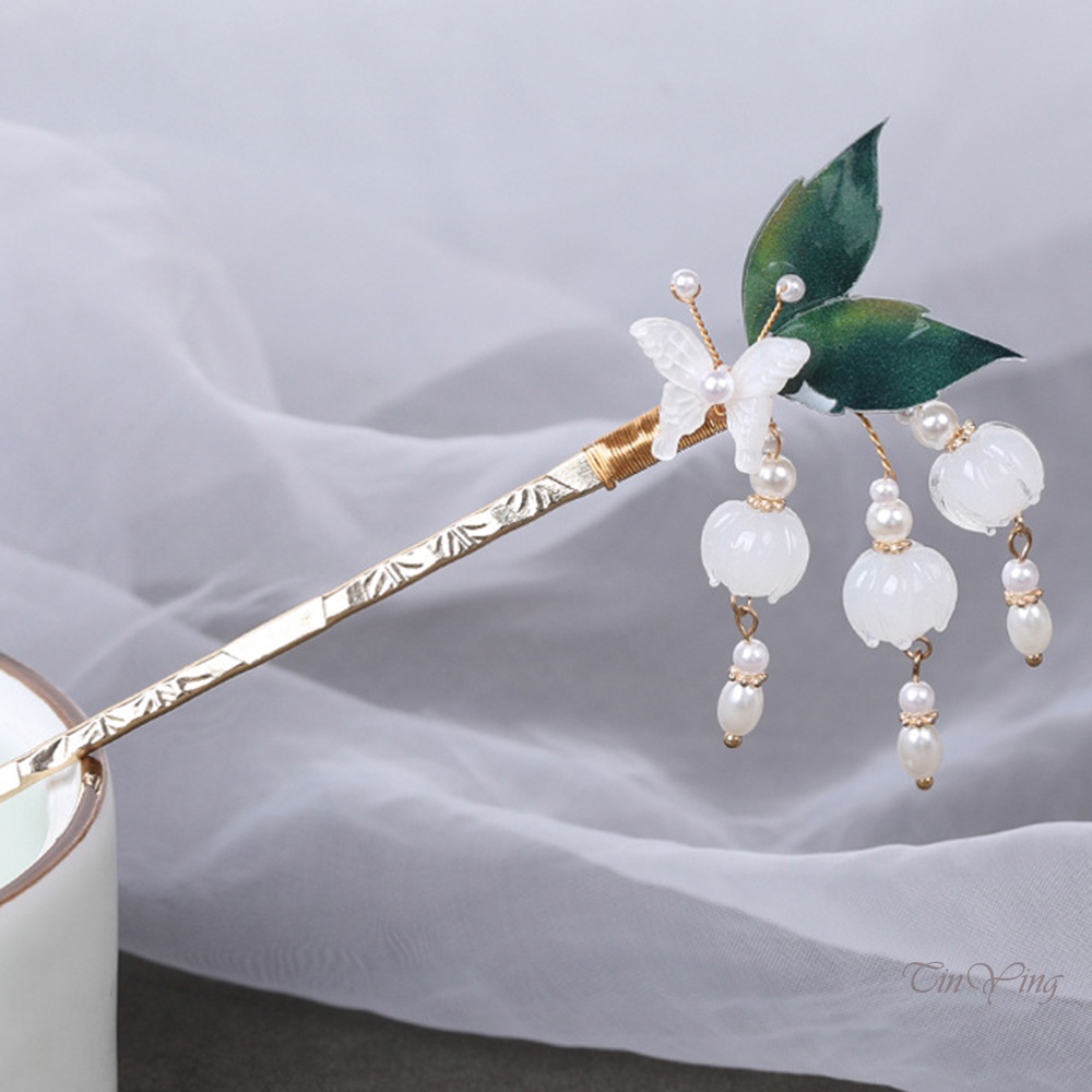 GETNOIVAS Trâm Cài Tóc Dài 17cm Bằng Hợp Kim Mặt Hình Bướm Và Hoa Phong Cách Nhật Bản
