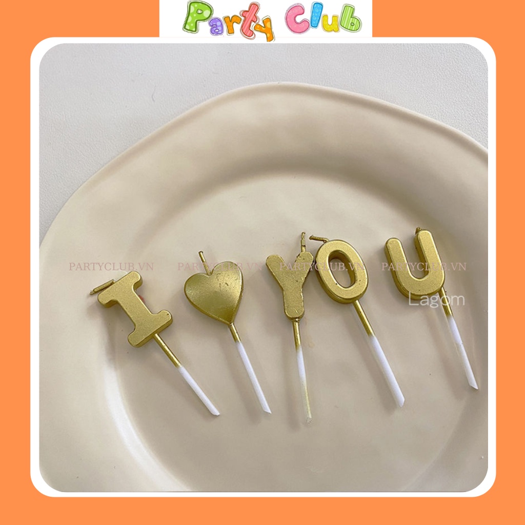 Nến trang trí bánh kem sinh nhật chữ I LOVE YOU
