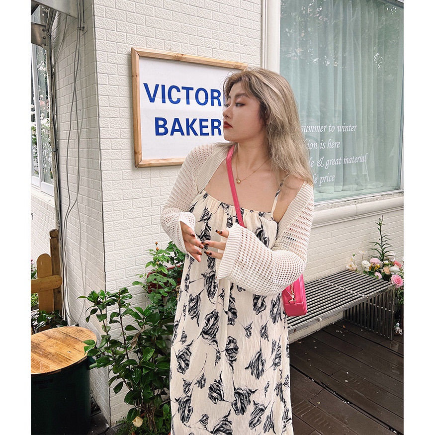 Vqay Xu Ng Đầm Hai Dây Dáng Rộng In Họa Tiết Mực In Phong Cách Retro Thanh Lịch Mùa Hè Kích Thước Lớn Cho Nữ