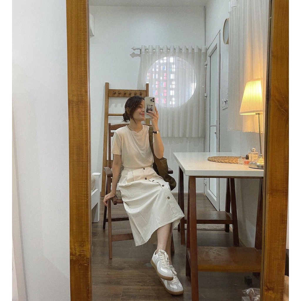 [ATN04-DN] Áo Thun Trơn Cổ Tròn Dáng Basic, Thun Nữ Cộc Tay Co Dãn 29August | BigBuy360 - bigbuy360.vn