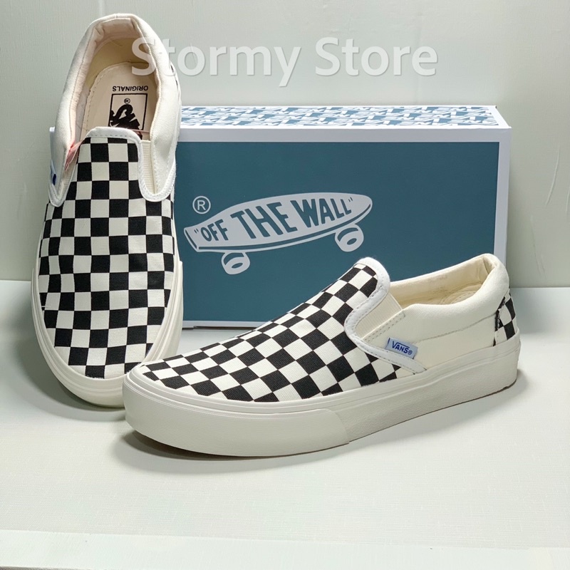 Giày Thể Thao Lười Slip On Caro Đen Trắng Nam Nữ