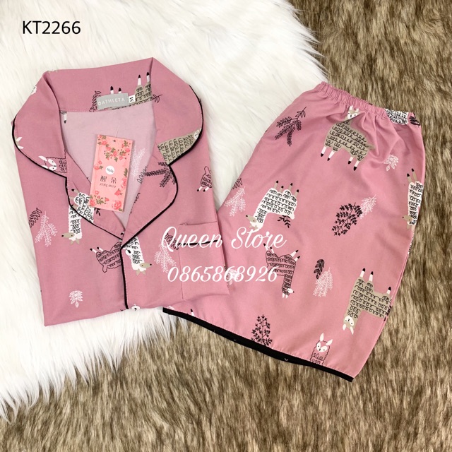 Bộ Mặc Nhà Pijama Kate Thái Cộc Cộc Loại Đẹp [ Ảnh Chụp Thật, Đủ size, Quần có túi ]