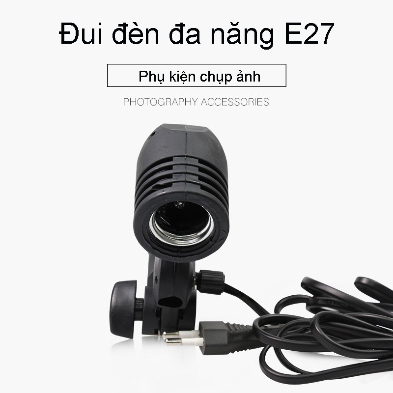 Đui đèn E27 kiêm đế đỡ bóng đèn chụp ảnh với phích cắm EU tiện dụng cho các studio