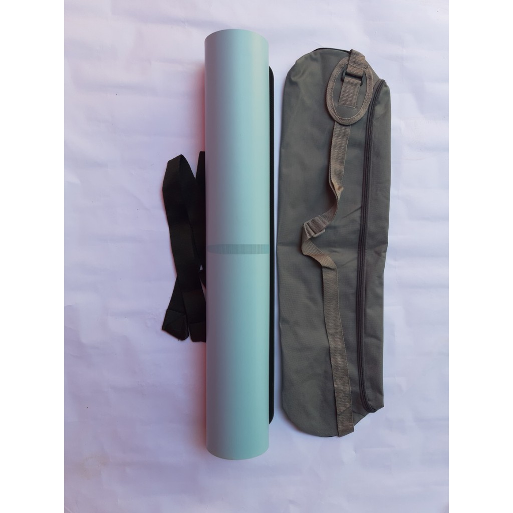 Thảm Tập Yoga Định Tuyến Da PU Kèm Túi Đựng và Dây Buộc Cao Cấp - Tập Gym- Màu Xanh Ngọc