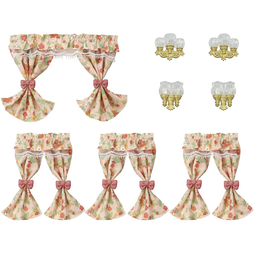 Sylvanian Families Bộ Rèm Cửa Và Đèn Trang Trí Treo Tường Lampshade Curtain Set