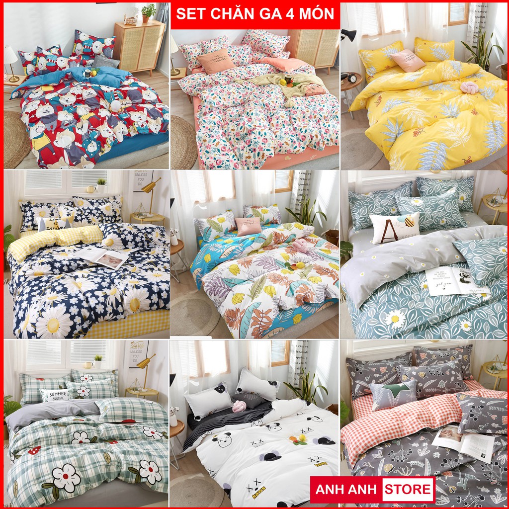 Bộ Vỏ Chăn Ga Gối Cotton Poly Hàn 4 món nhập khẩu, hoạ tiết sang trọng - Màu 50 | BigBuy360 - bigbuy360.vn