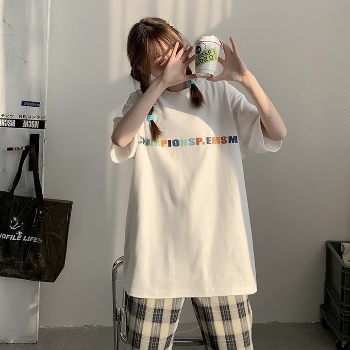 Áo phông form rộng 💥FREESHIP💥 Áo Unisex Họa Tiết chữ Basic phối màu Freesize Phong Cách Ulzzang Cực Xịn