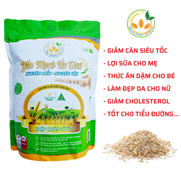 Yến Mạch Úc Tươi, Yến Mạch hàng chính hãng, chất lượng cán vỡ hỗ trợ GIẢM CÂN Cho Mẹ, Thức Ăn Dặm Cho Bé !