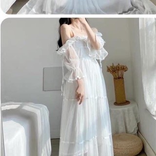 Váy 2 dây trễ vai nhiều tầng