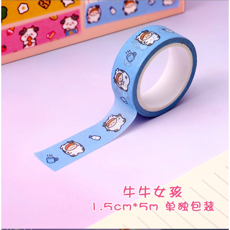 Băng dính dài 1m họa tiết bò sữa trang trí siêu cute BAG U BANGDINHBO065