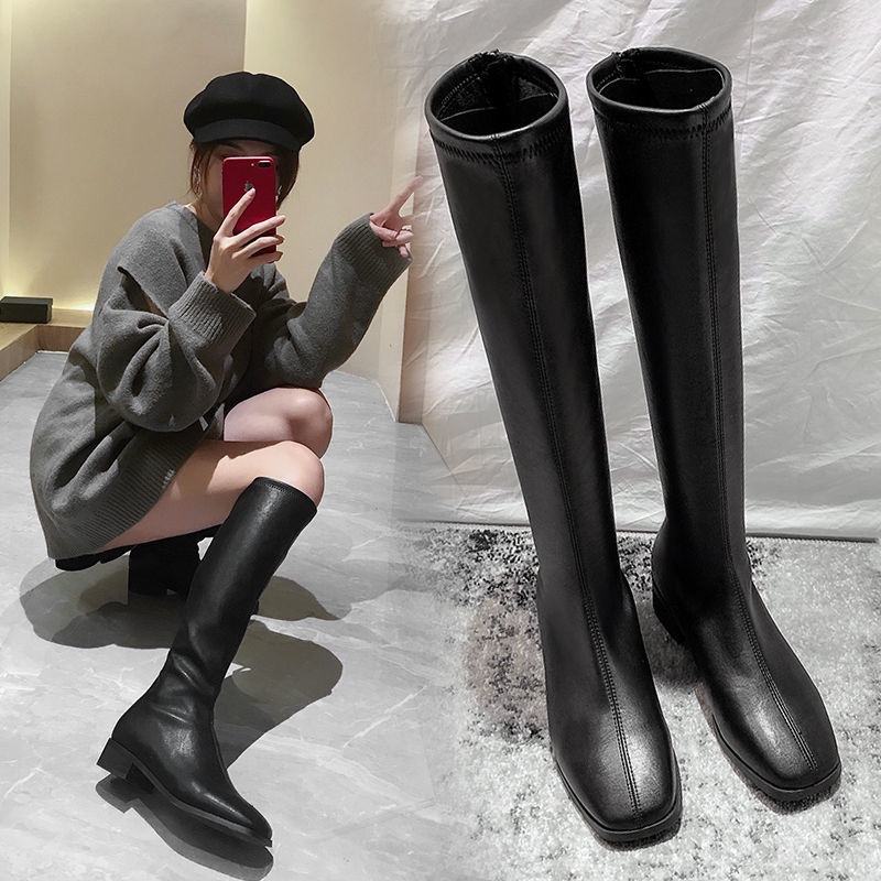 Giày Boot Cao Đến Đầu Gối Có Khóa Kéo Phong Cách Hiệp Sĩ Mới Cho Nữ