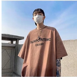 ✦AFFLIGA✦Áo Thun Cổ Tròn Tay Ngắn Dáng Rộng In Chữ Màu Gradient Phong Cách Hàn Quốc Thời Trang Mùa Hè Cho Nam