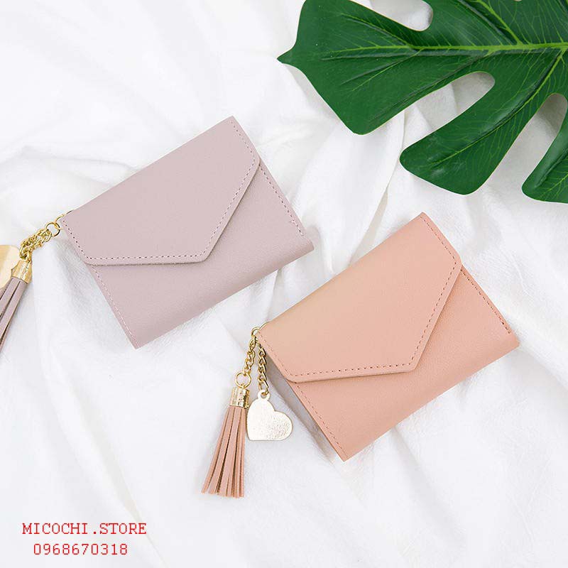 Ví Nữ Cầm Tay ❤️FREESHIP❤️ Tua Rua Trái Tim Nhiều Ngăn Tiện Dụng Hàng Loại 1 Xuất Khẩu Có video Và ảnh Thật VN01