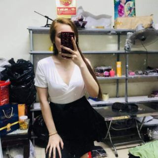 Áo thun đắp chéo nữ(chất vải hàng bao đẹp)