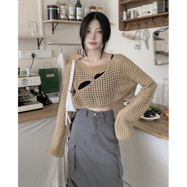 Áo croptop lưới Ulzzang