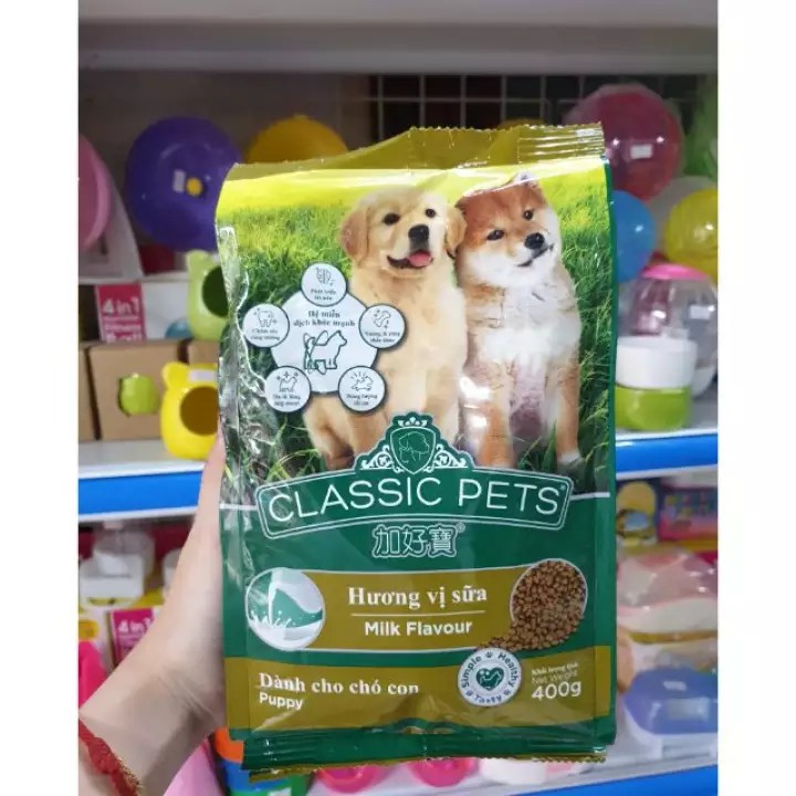 Thức Ăn Hạt Khô Cho Chó Con - Classic Pets - Milk Flavor - Vị Sữa - Túi 400g