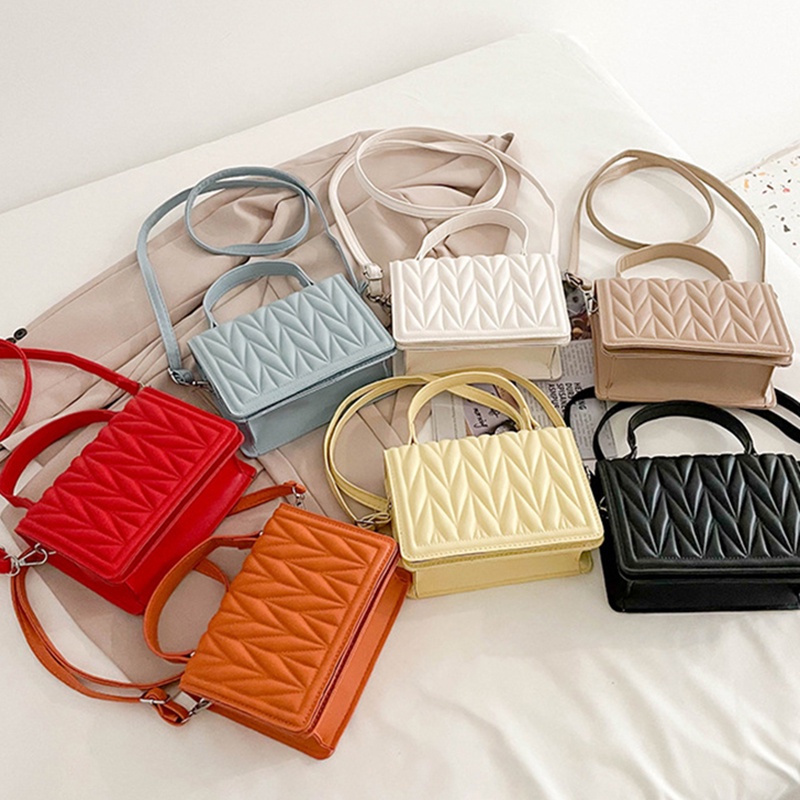 Túi đeo chéo IELGY dáng vuông nhỏ màu trơn họa tiết vân đá phong cách Hàn Quốc cổ điển thời trang cho nữ