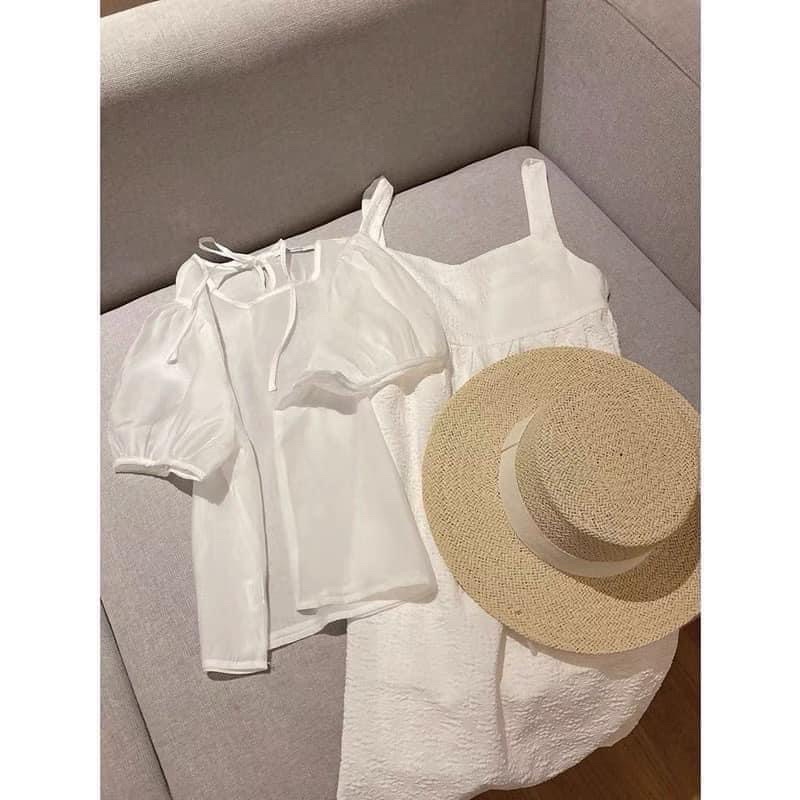 Set áo váy trắng siêu xinh - Đầm trắng dễ thương