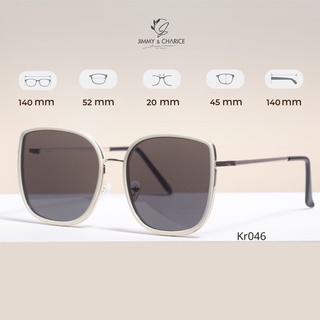 Kính râm nữ Jimmy & Charice kr046 Viền trắng cao cấp mắt chống xước chống tia UV400