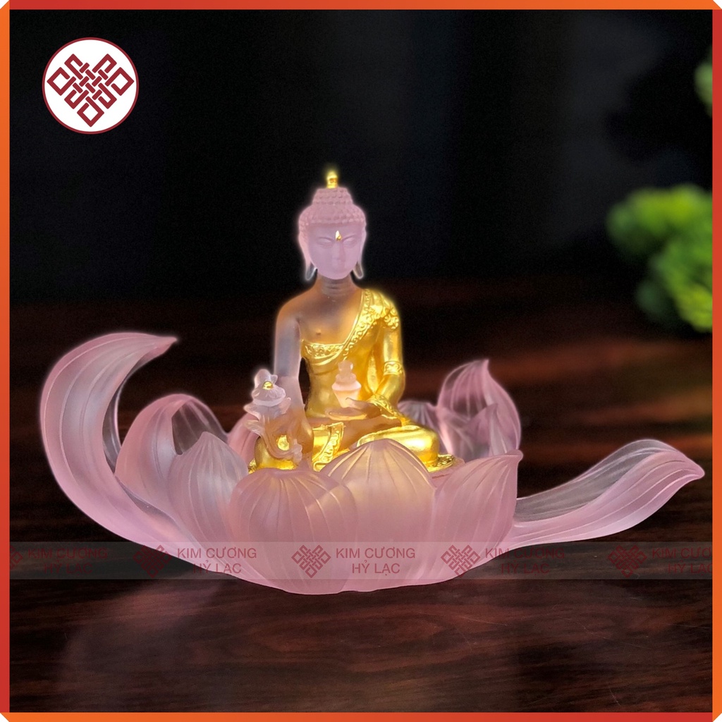 Tượng Phật Dược Sư Lưu Ly Mật Tông [Kim Cương Hỷ Lạc] Màu Hồng