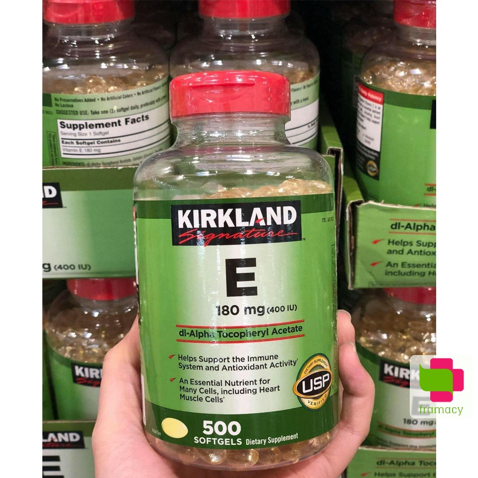 Vitamin e Kirkland 500 viên Chính Hãng  - Viên uống trắng da hỗ trợ làm đẹp da chống lão hóa Olin House