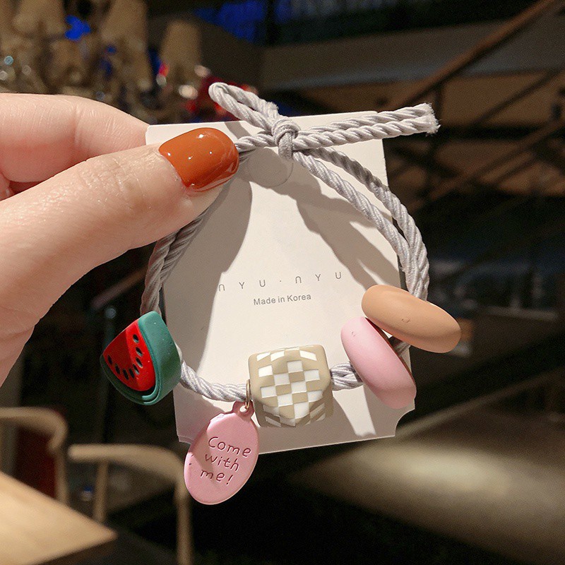 Dây Cột Tóc Hình Trái Cây Hoạt Hình Phong Cách Hàn Quốc Xinh Xắn Cho