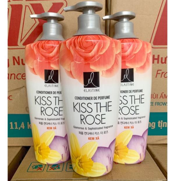 Dầu xả mượt tóc hương nước hoa Elastine Kiss The Rose 600ml
