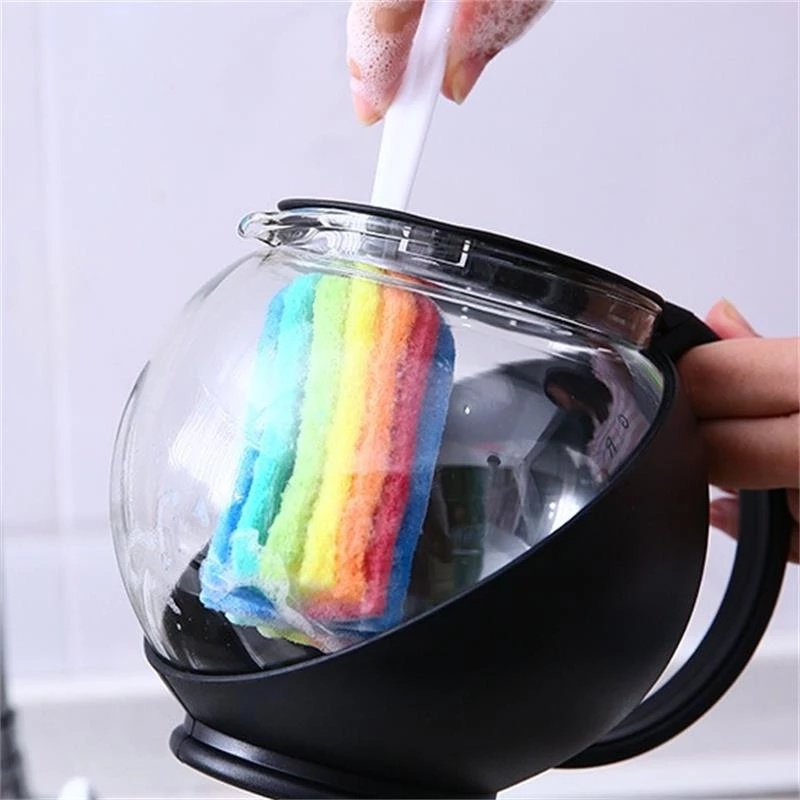Bàn Chải Vệ Sinh Cốc Thủy Tinh / Cốc Nước Cán Dài Màu Cầu Vồng Tiện Dụng