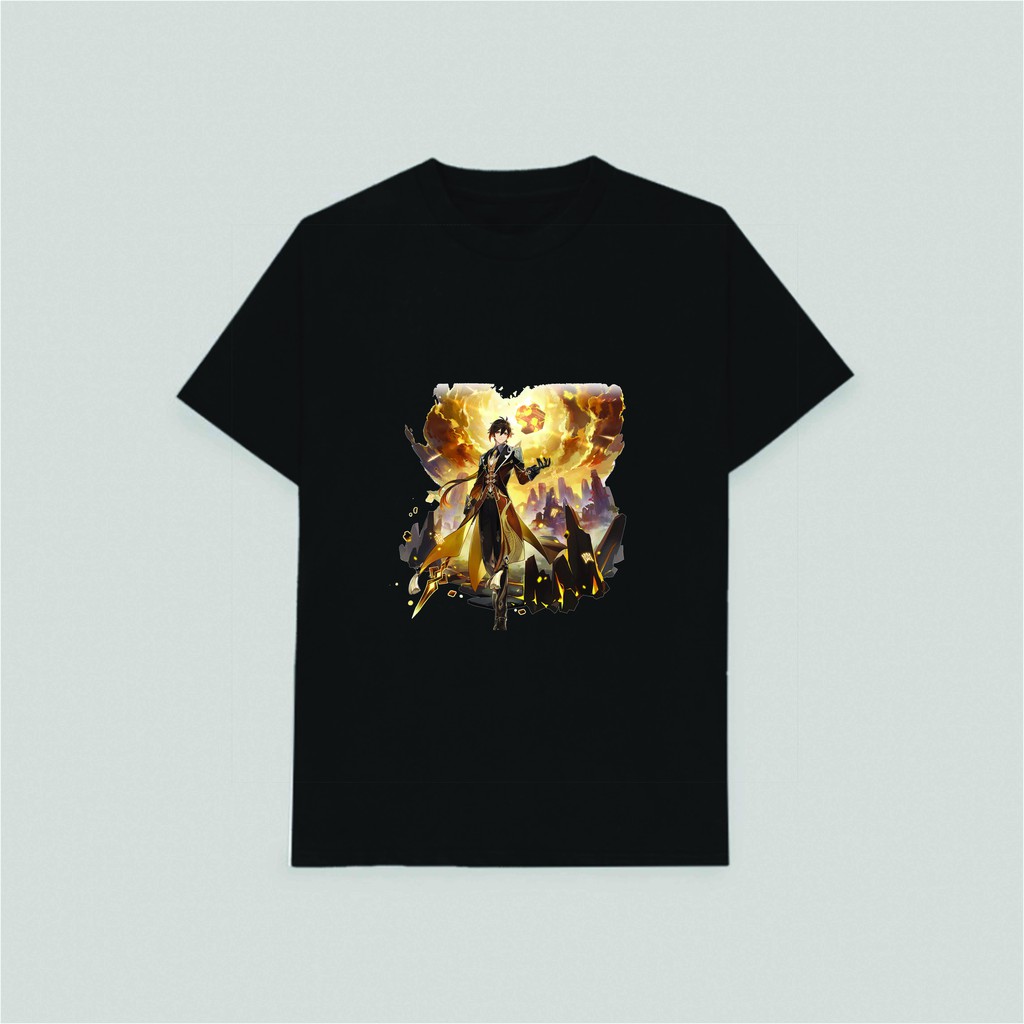 Áo thun phông đen in hình GENSHIN IMPACT game chibi anime thời trang nam nữ dễ thương độc đáo m2