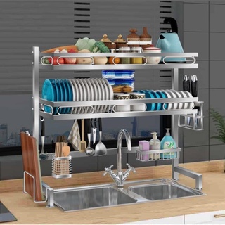 Kệ chén bát đa năng rensi chất liệu inox cao cấp, kệ bát 2 tầng dài 106 cm phù hợp cho bồn đôi.