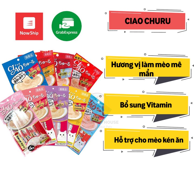 Combo 10 gói pate súp thưởng Ciao churu cho Mèo ( 40 thanh ), mix đủ vị - Jpet Shop