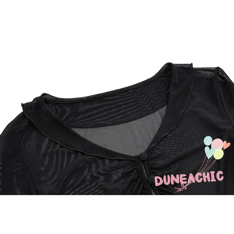 Áo Croptop Tay Dài Thiết Kế Xuyên Thấu Quyến Rũ