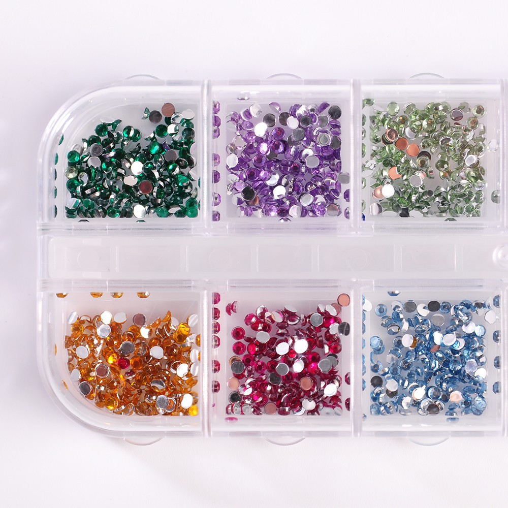 Hộp chứa 1200 hạt kim cương giả dán trang trí móng tay