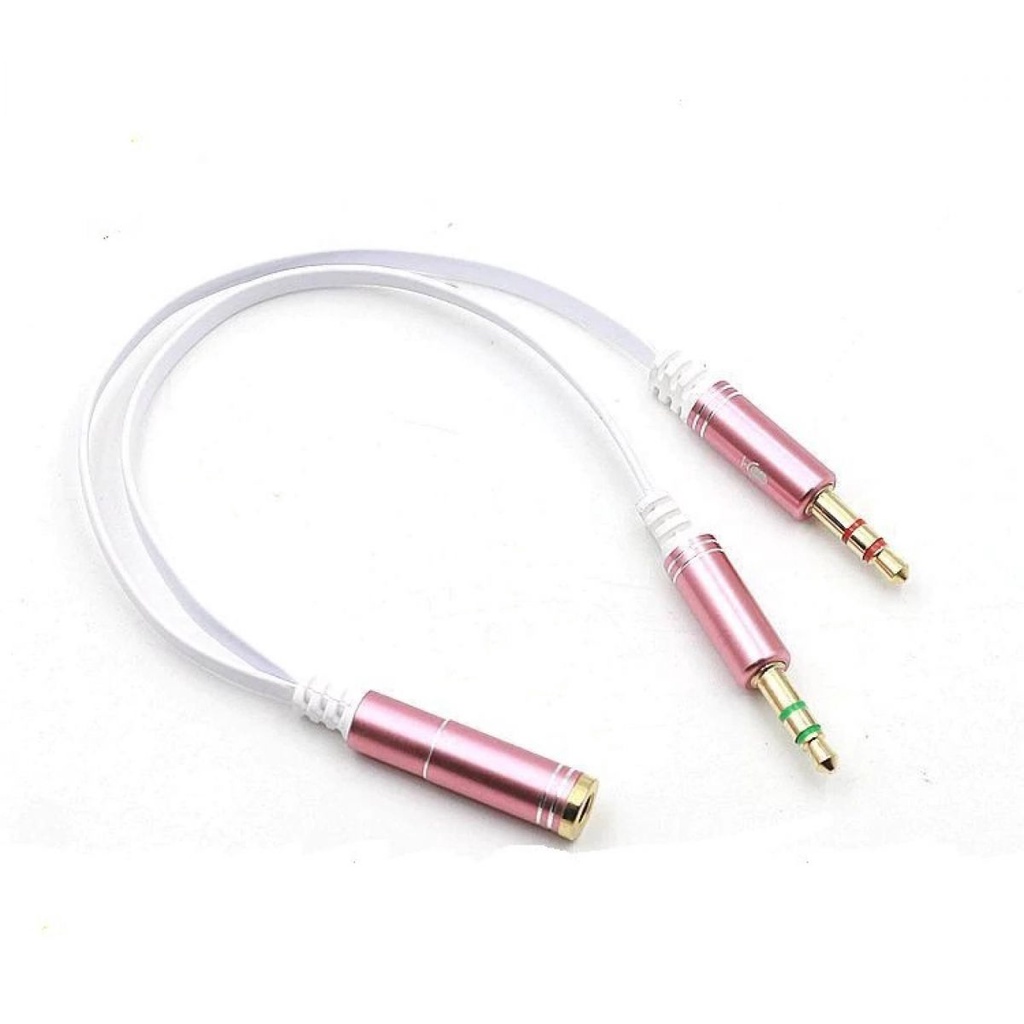Cáp Gộp Audio 1 Ra 2  Dây Dài 38cm (Tai Nghe Và Mic) Chuẩn 3.5mm