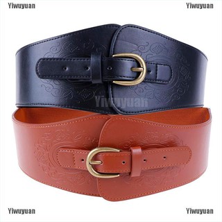 Dây nịt bằng da nhân tạo co giãn bản to thiết kế độc đáo thời trang cho nữ