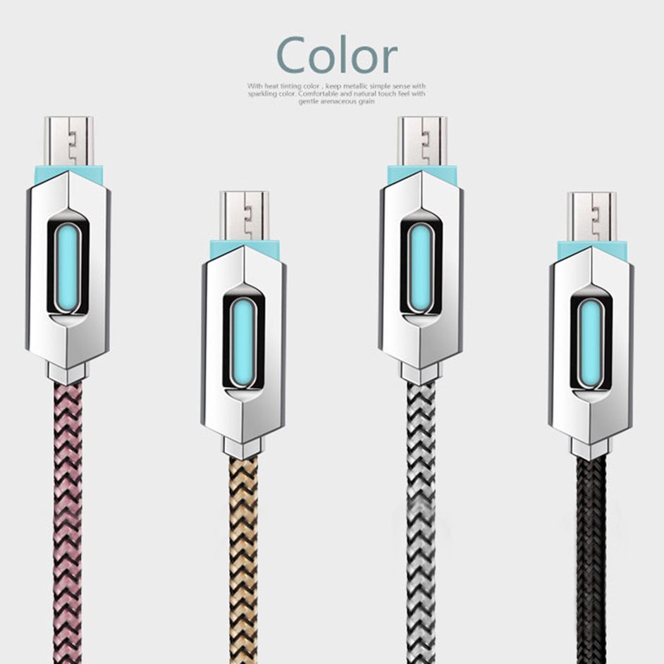 Cáp Sạc Dây Bện Dài 1m Cổng Usb Có Đèn Led Dành Cho Android