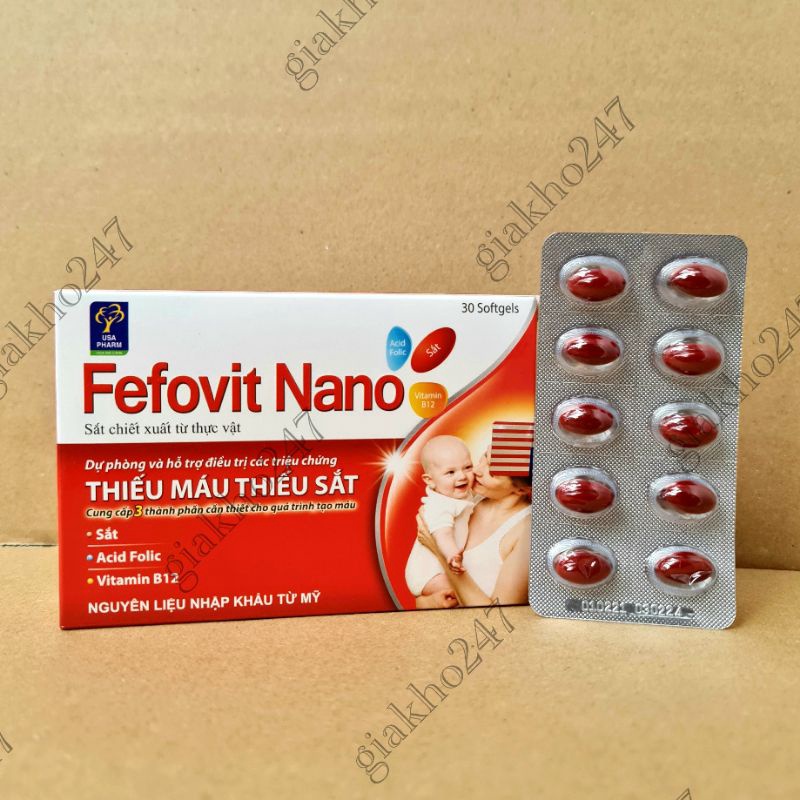 Fefovit Nano Bổ Sung Sắt, Tăng Cường Lưu Thông Máu Cho Phụ Nữ Mang Thai Hộp 30 viên