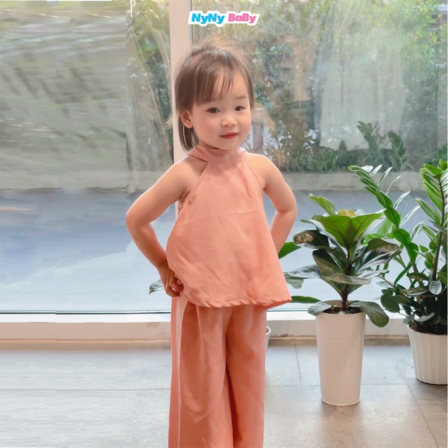 Set Yếm Bé Gái Nyny Baby Hàng Thiết Kế Sang Chảnh Đi Biển Đi Học Đi Chơi Vải Thô Lụa  Đi Tiệc Từ 8 - 24kg