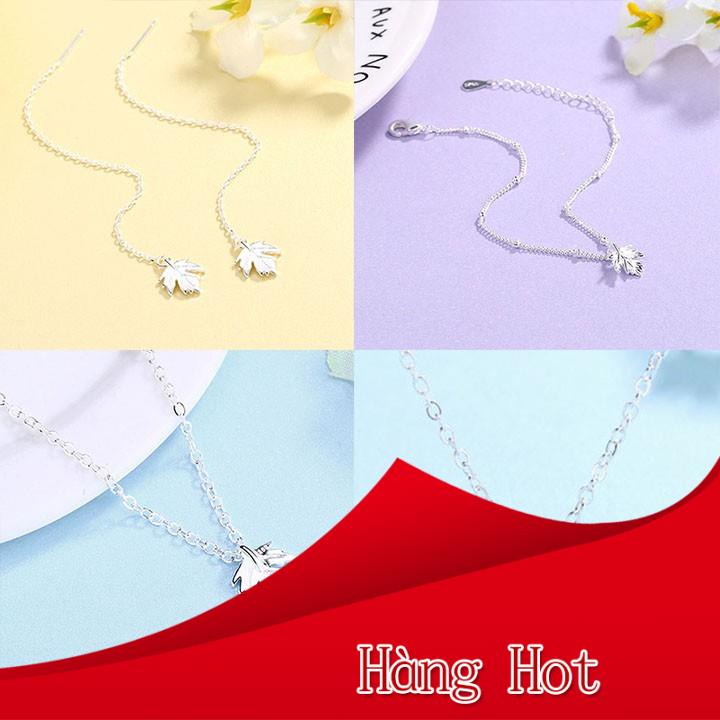 Bộ Trang Sức Bạc S925 Italy-Bộ Trang Sức 3 Món Hình Cỏ Ba Lá Đặc Biệt-Dây Chuyền, Lắc, Bông BTSB11