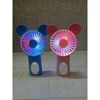 QUẠT CẦM TAY & ĐỂ BÀN KÈM GƯƠNG MINI, 2 MỨC QUẠT, CÓ ĐÈN LED (Sạc điện cổng USB)